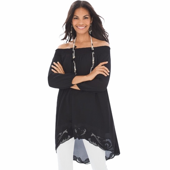 Chico's Tops - CHiCO’S LONG HIGH-LOW TOP in BLACK